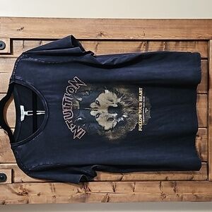 Garcia Black Intuition Follow Your Heart Wolf Graphic Short Sleeve T-shirt XXL
